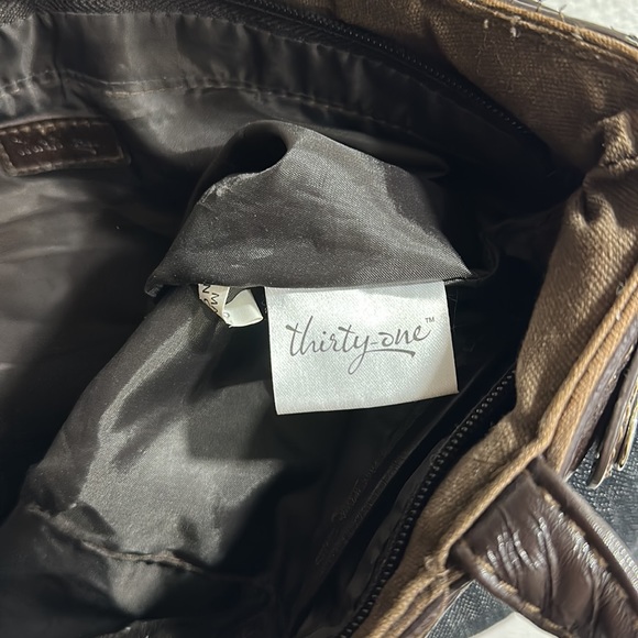 Thirty-One Denim Bag with Brown Leather Trim - Picture 6 of 7